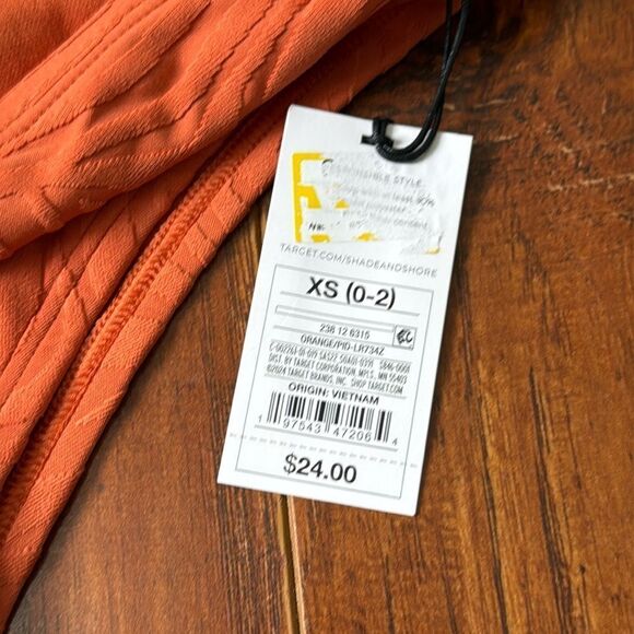 NWT Shade & Shore XS (0-2) Orange High Waist High Leg Extra Cheeky Bikini Bottom - Picture 6 of 6